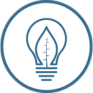 Outline of light bulb with leaf inside