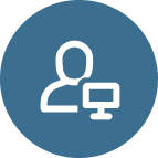 Icon of person and computer