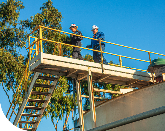 Employees walking on walkway in Long Beach