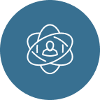 Person inside of atomic symbol icon